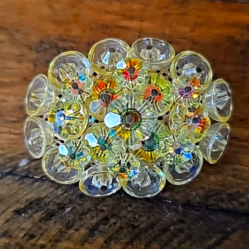 Vintage yellow Aurora Borealis brooch
